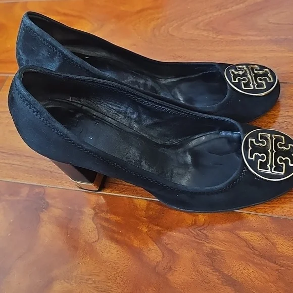 Tory Burch “Maddie” Suede Pumps — Elegant Block Heel Classic Sz 7.5 - Picture 6 of 13
